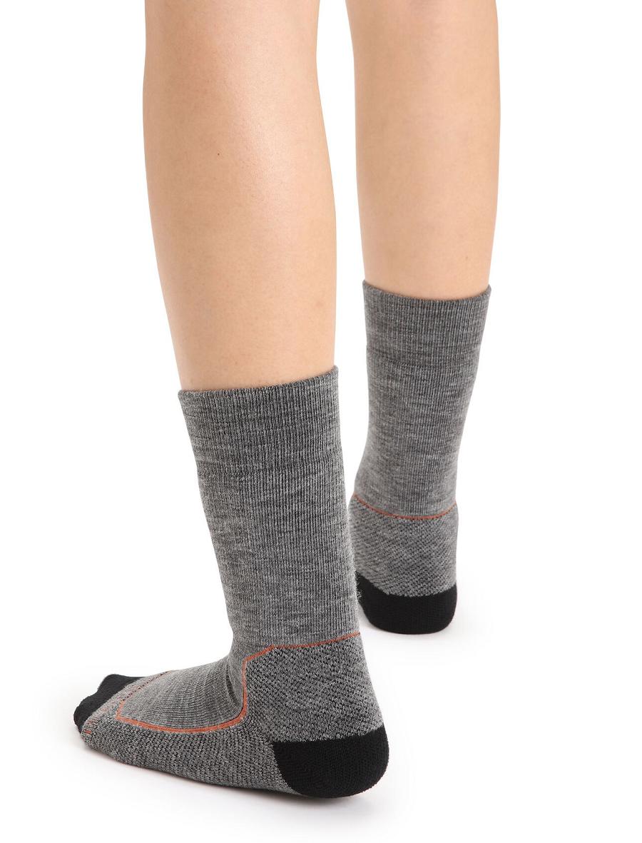 Gritstone Heather / Black Icebreaker Merino Hike+ Medium Crew Women's Socks | AU 1431GSOL